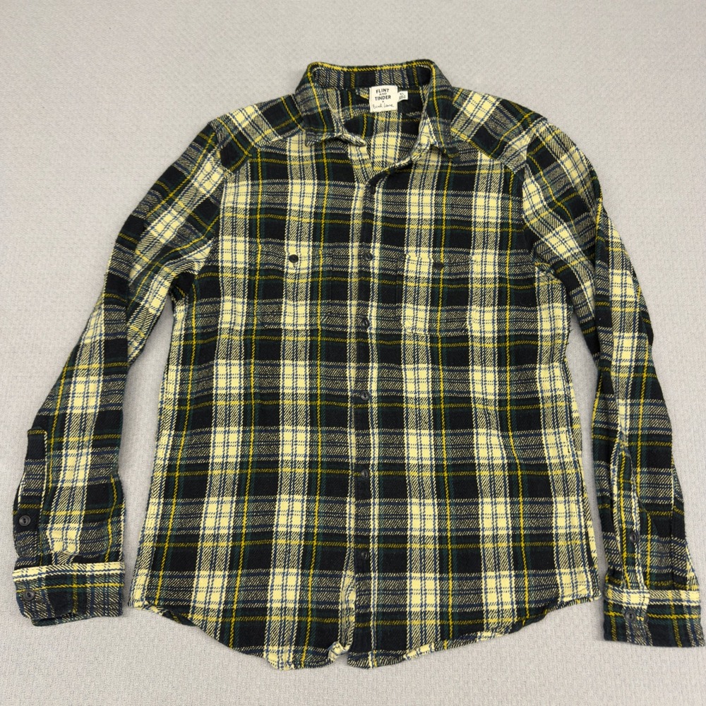 Flint Tinder x Brad Leone Plaid Flannel Shirt Mens XL Yellow Made USA Huckberry